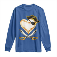 Baseball Pirate Long Sleeve Shirt Baseball Heart With Skull