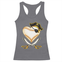 Baseball Pirate Racerback Tank Top Baseball Heart With Skull