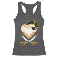 Baseball Pirate Racerback Tank Top Baseball Heart With Skull