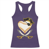 Baseball Pirate Racerback Tank Top Baseball Heart With Skull