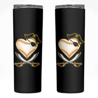 Baseball Pirate Skinny Tumbler Baseball Heart With Skull