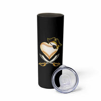 Baseball Pirate Skinny Tumbler Baseball Heart With Skull