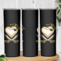 Baseball Pirate Skinny Tumbler Baseball Heart With Skull