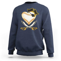 Baseball Pirate Sweatshirt Baseball Heart With Skull