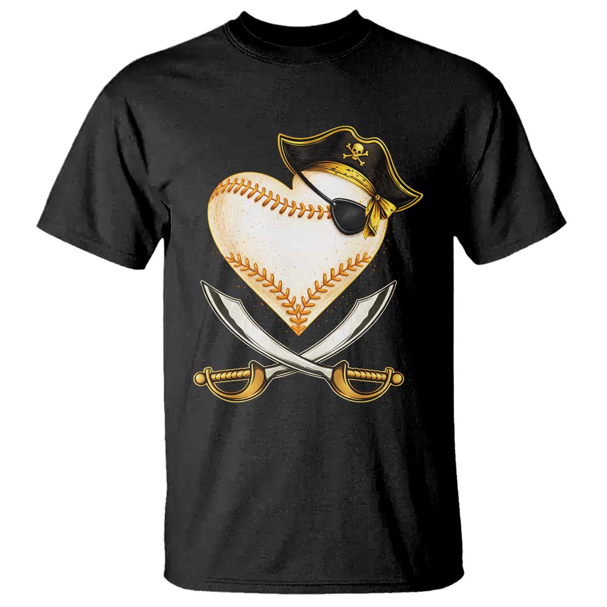 Baseball Pirate T Shirt Baseball Heart With Skull