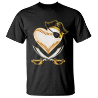 Baseball Pirate T Shirt Baseball Heart With Skull
