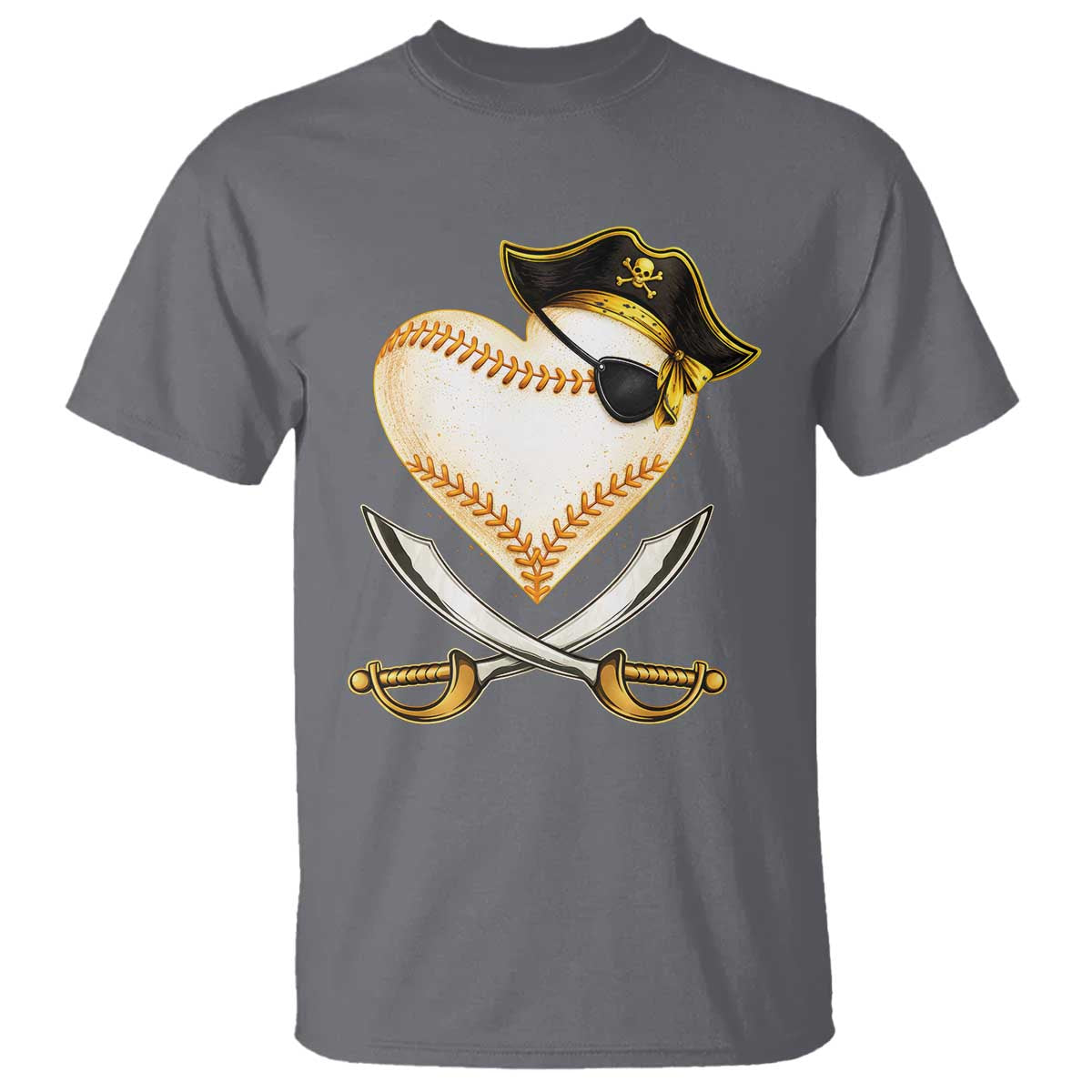 Baseball Pirate T Shirt Baseball Heart With Skull