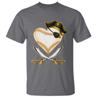 Baseball Pirate T Shirt Baseball Heart With Skull