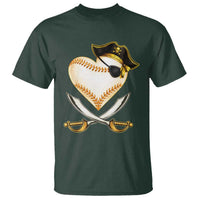 Baseball Pirate T Shirt Baseball Heart With Skull