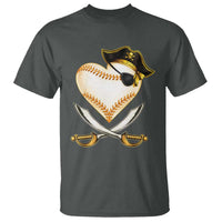 Baseball Pirate T Shirt Baseball Heart With Skull