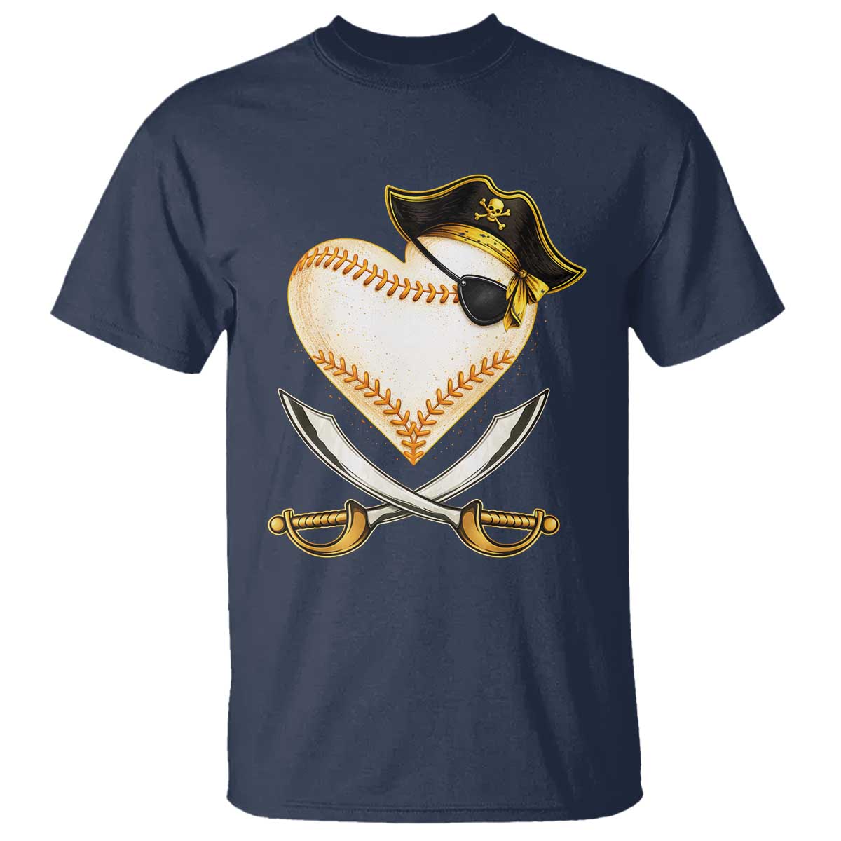 Baseball Pirate T Shirt Baseball Heart With Skull