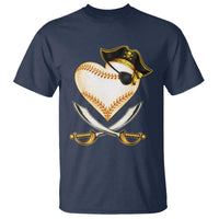 Baseball Pirate T Shirt Baseball Heart With Skull