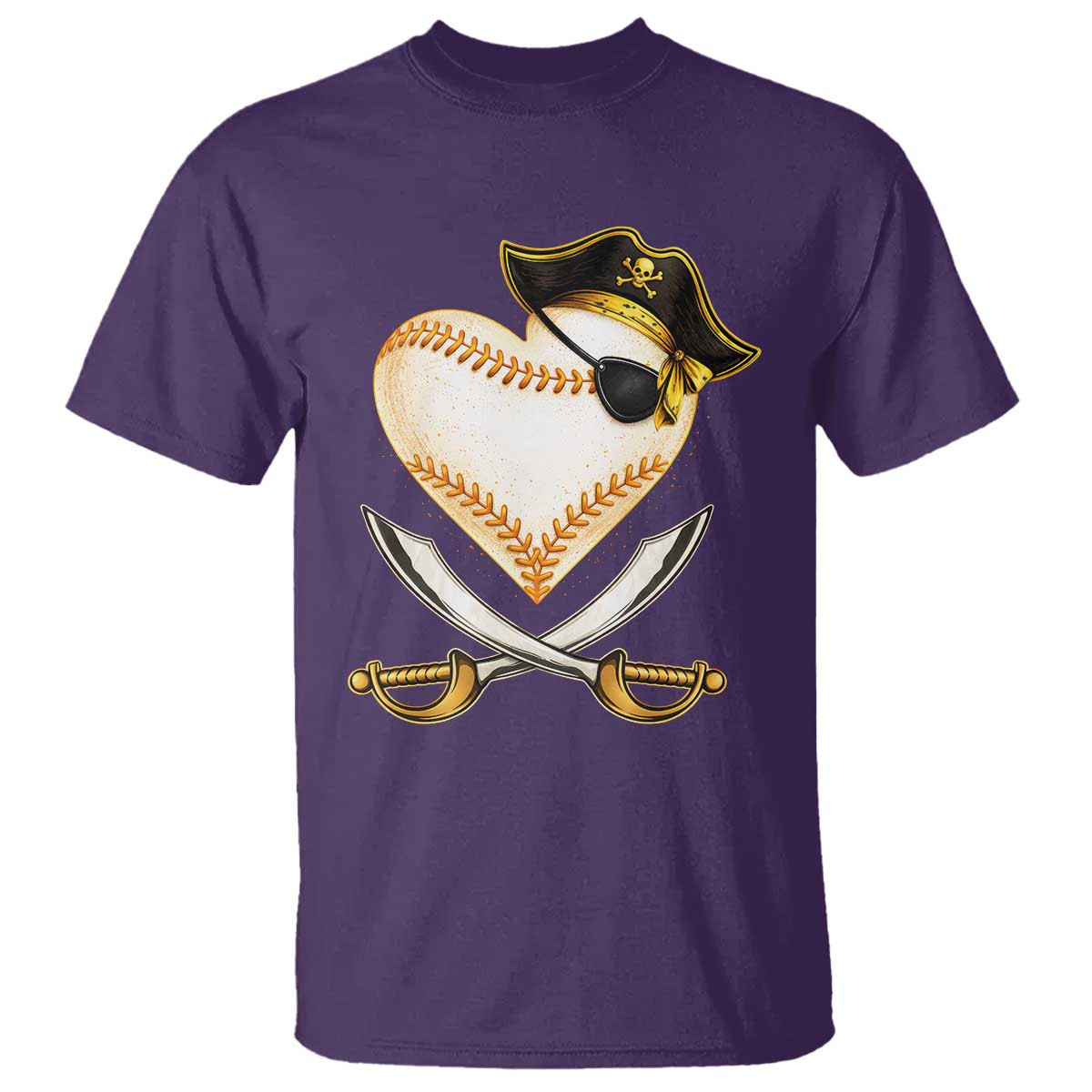 Baseball Pirate T Shirt Baseball Heart With Skull