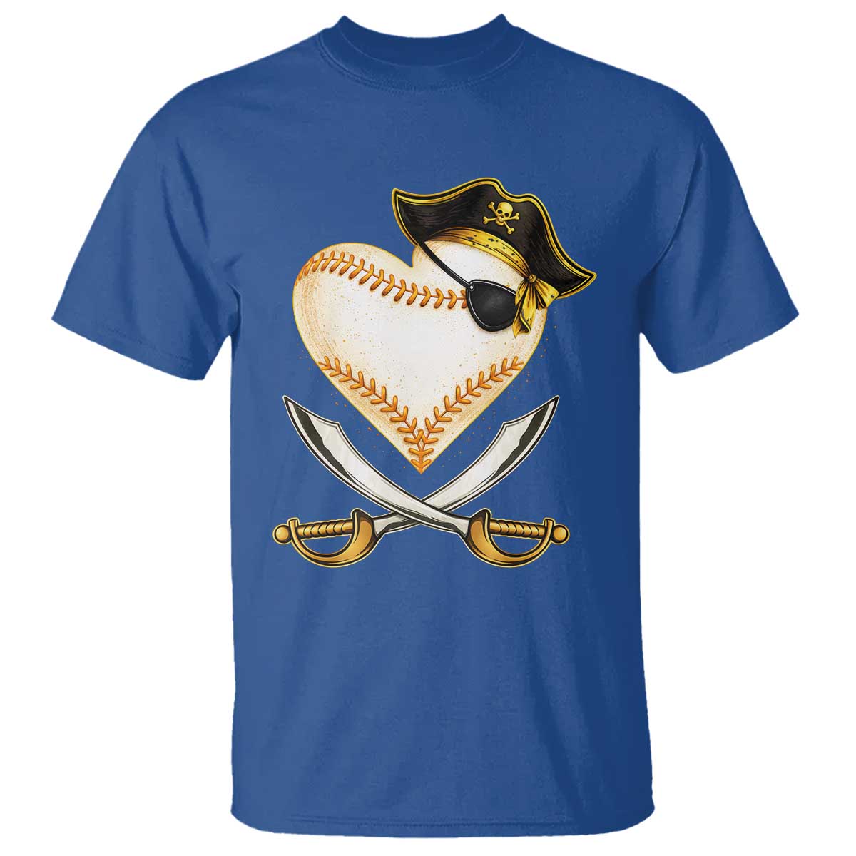 Baseball Pirate T Shirt Baseball Heart With Skull