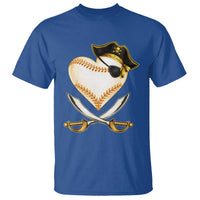 Baseball Pirate T Shirt Baseball Heart With Skull