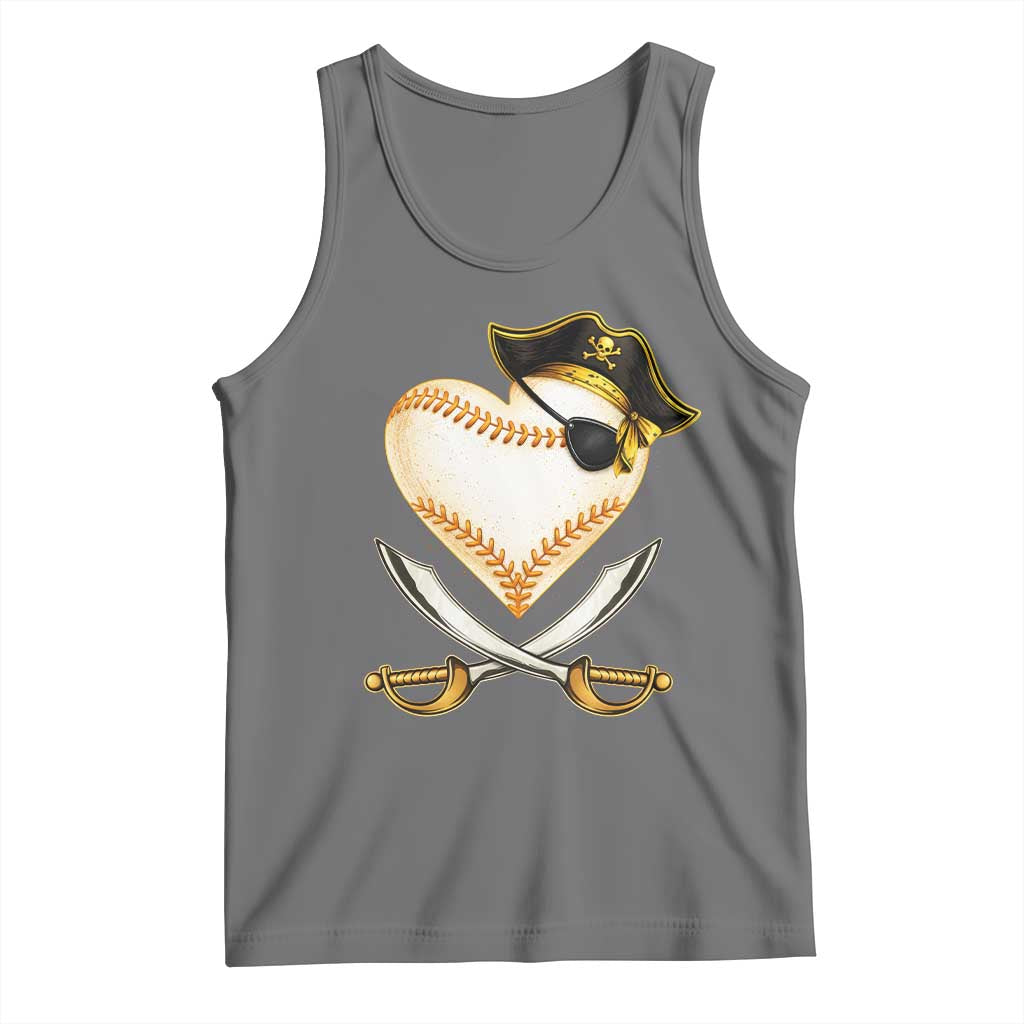 Baseball Pirate Tank Top Baseball Heart With Skull