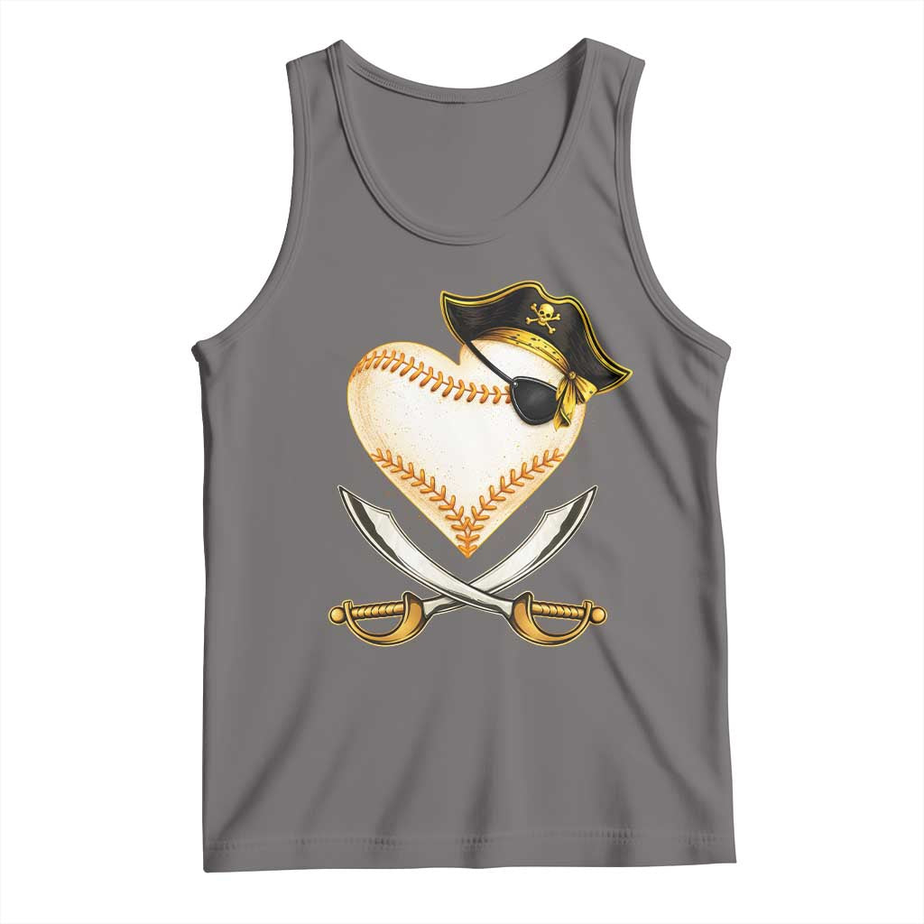 Baseball Pirate Tank Top Baseball Heart With Skull
