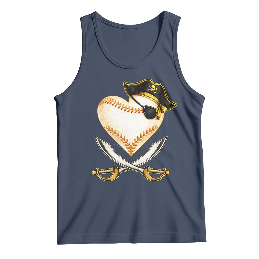 Baseball Pirate Tank Top Baseball Heart With Skull