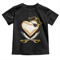 Baseball Pirate Toddler T Shirt Baseball Heart With Skull