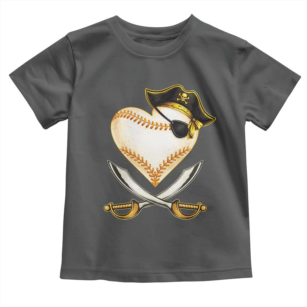 Baseball Pirate Toddler T Shirt Baseball Heart With Skull