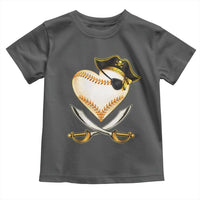 Baseball Pirate Toddler T Shirt Baseball Heart With Skull
