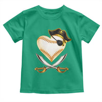Baseball Pirate Toddler T Shirt Baseball Heart With Skull