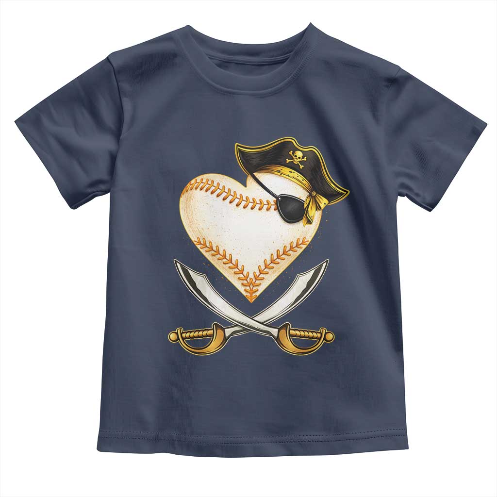 Baseball Pirate Toddler T Shirt Baseball Heart With Skull