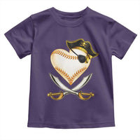 Baseball Pirate Toddler T Shirt Baseball Heart With Skull