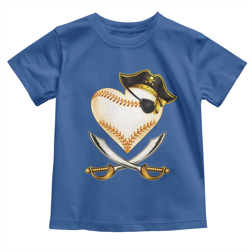 Baseball Pirate Toddler T Shirt Baseball Heart With Skull