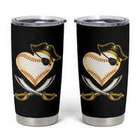 Baseball Pirate Tumbler Cup Baseball Heart With Skull