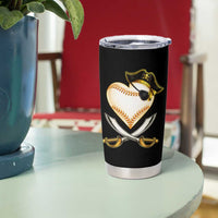 Baseball Pirate Tumbler Cup Baseball Heart With Skull