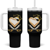 Baseball Pirate Tumbler With Handle Baseball Heart With Skull