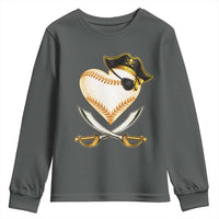 Baseball Pirate Youth Sweatshirt Baseball Heart With Skull