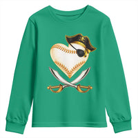 Baseball Pirate Youth Sweatshirt Baseball Heart With Skull