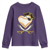 Baseball Pirate Youth Sweatshirt Baseball Heart With Skull