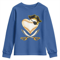 Baseball Pirate Youth Sweatshirt Baseball Heart With Skull