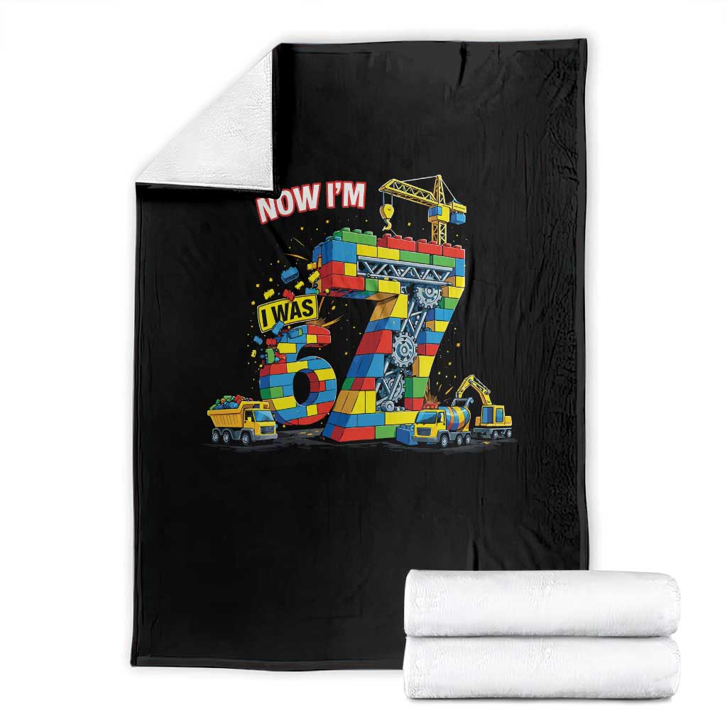 Funny 7th Birthday Building Bricks Throw Blanket I Was 6 Now Im 7 Kids 67 Birthday Building Six Seven Boy