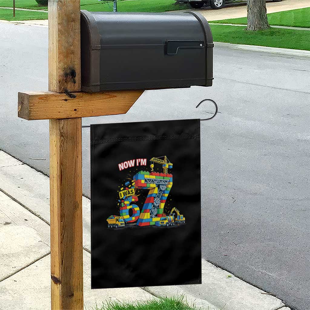 Funny 7th Birthday Building Bricks Garden Flag I Was 6 Now Im 7 Kids 67 Birthday Building Six Seven Boy