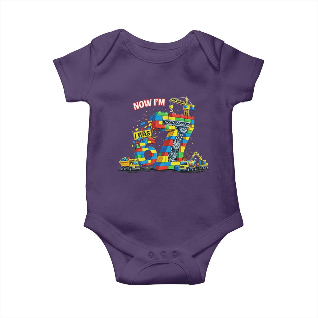 Funny 7th Birthday Building Bricks Baby Onesie I Was 6 Now Im 7 Kids 67 Birthday Building Six Seven Boy