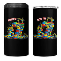 Funny 7th Birthday Building Bricks 4 in 1 Can Cooler Tumbler I Was 6 Now Im 7 Kids 67 Birthday Building Six Seven Boy