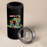 Funny 7th Birthday Building Bricks 4 in 1 Can Cooler Tumbler I Was 6 Now Im 7 Kids 67 Birthday Building Six Seven Boy