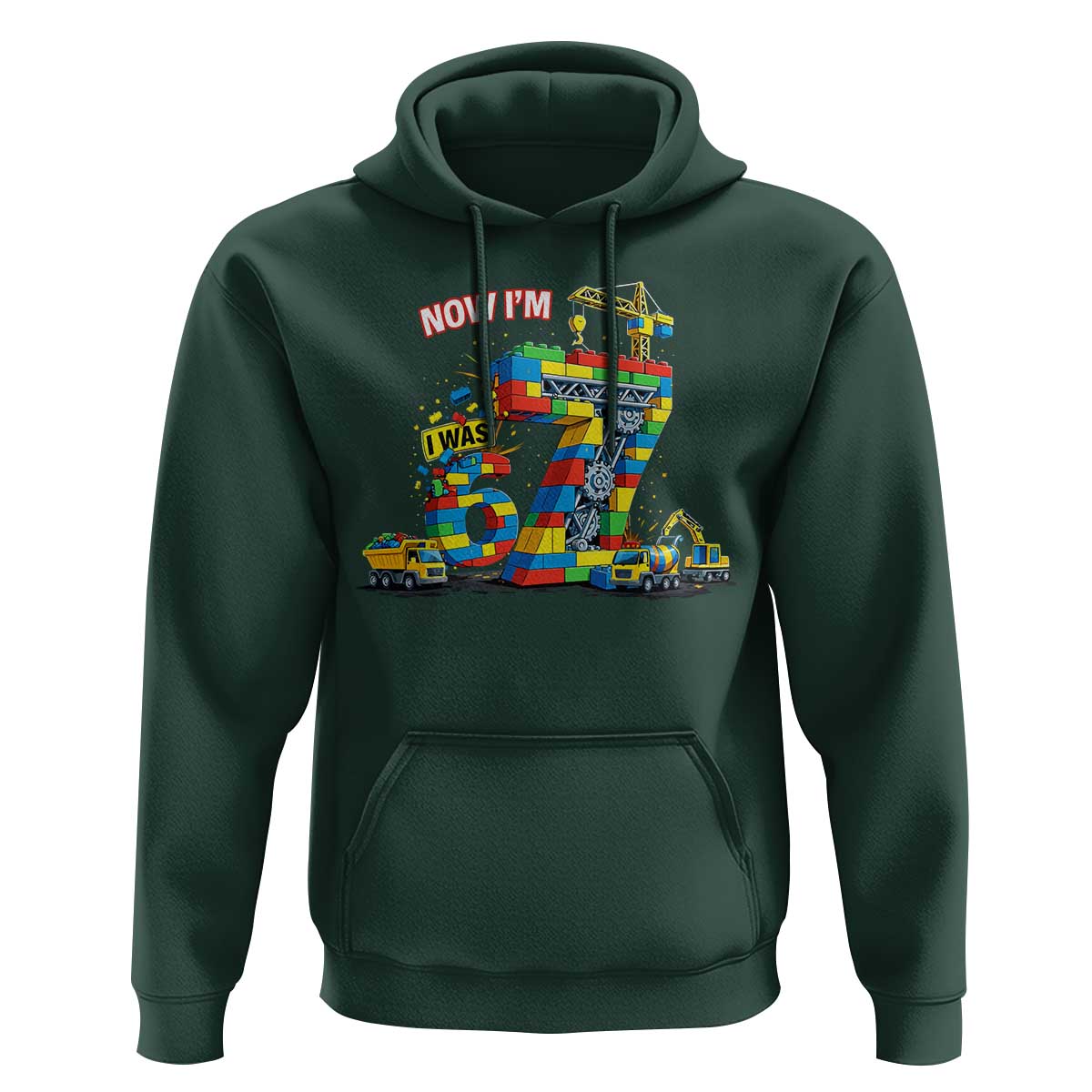 Funny 7th Birthday Building Bricks Hoodie I Was 6 Now Im 7 Kids 67 Birthday Building Six Seven Boy