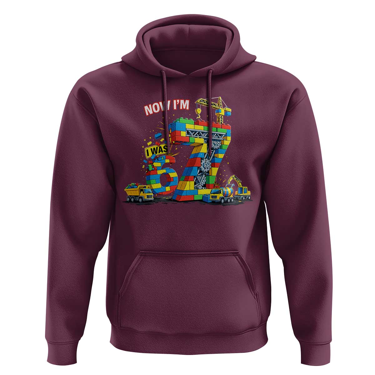 Funny 7th Birthday Building Bricks Hoodie I Was 6 Now Im 7 Kids 67 Birthday Building Six Seven Boy