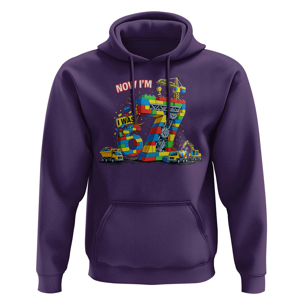 Funny 7th Birthday Building Bricks Hoodie I Was 6 Now Im 7 Kids 67 Birthday Building Six Seven Boy