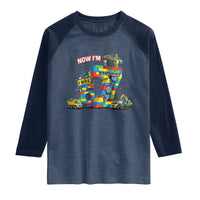 Funny 7th Birthday Building Bricks Raglan Shirt I Was 6 Now Im 7 Kids 67 Birthday Building Six Seven Boy