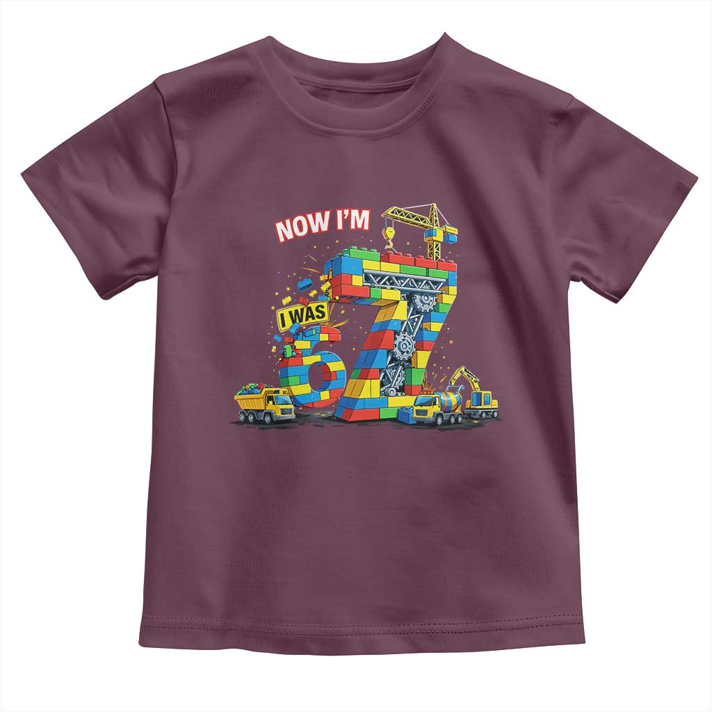 Funny 7th Birthday Building Bricks Toddler T Shirt I Was 6 Now Im 7 Kids 67 Birthday Building Six Seven Boy