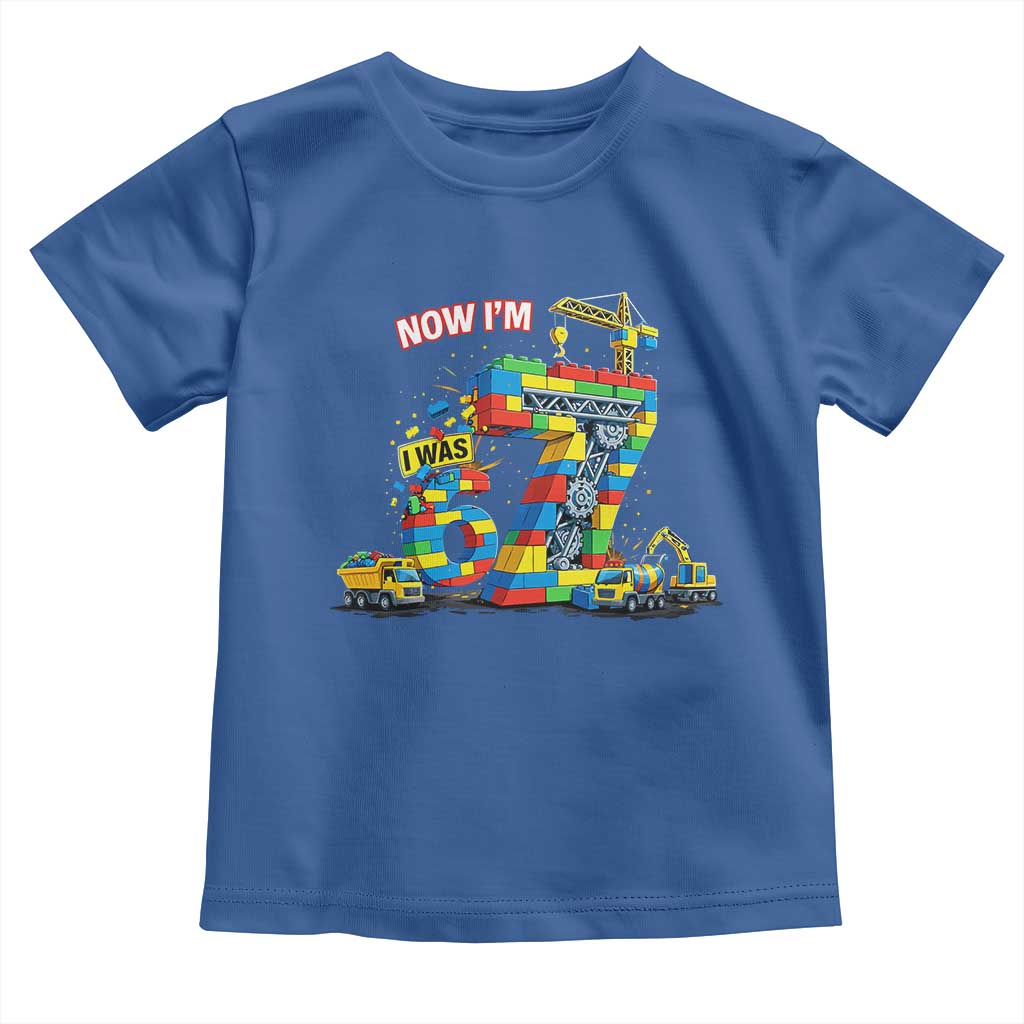 Funny 7th Birthday Building Bricks Toddler T Shirt I Was 6 Now Im 7 Kids 67 Birthday Building Six Seven Boy