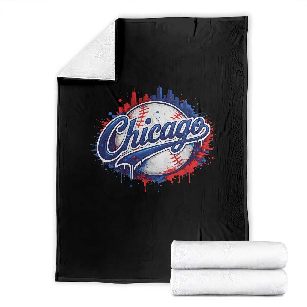 Chicago Pride Dripping Baseball Graphic Throw Blanket