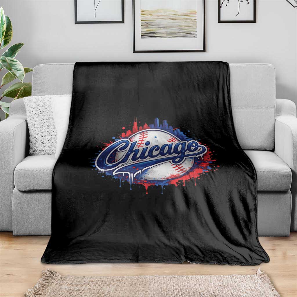 Chicago Pride Dripping Baseball Graphic Throw Blanket