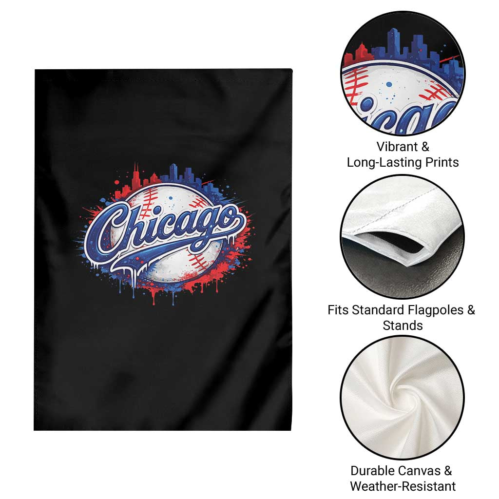 Chicago Pride Dripping Baseball Graphic Garden Flag